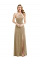 Sleeveless High Neck Stretch Velvet Champagne Long Semi Formal Evening Dress / Prom Dress / Bridesmaid Dress London