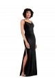 Sleeveless Cowl Neck Stretch Velvet Black Long Black Tie Evening Gown / Prom Dress / Bridesmaid Dress London