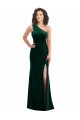 Sleeveless One Shoulder Stretch Velvet Dark Green Long Black Tie Prom Dress / Bridesmaid Dress London
