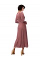 Long Sleeves V-Neck Stretch Velvet Cinnamon Rose Midi Length Black Tie Prom Dress / Bridesmaid Dress London