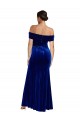 Sleeveless Off the Shoulder Stretch Velvet Royal Blue Long Formal Evening Gown / Prom Dress / Bridesmaid Dress London