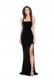 Sleeveless High Neck Stretch Velvet Black Long Semi Formal Evening Dress / Prom Dress / Bridesmaid Dress London